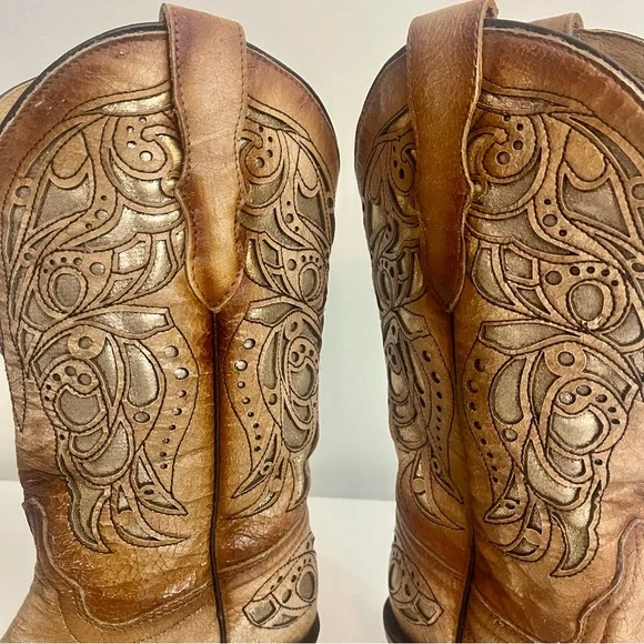 Corral Teens Leather Western Boots Size 2 - Picture 5 of 13